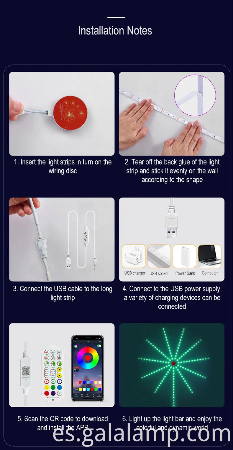 Colorful Symphony LED Fireworks Light para decoración del hogar